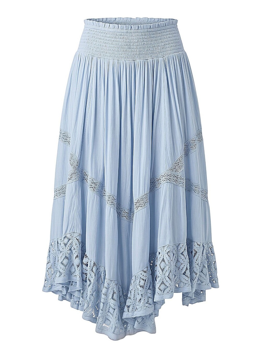 NWT! Free People Light Blue Crochet-Trim Maxi Skirt